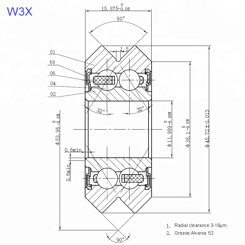 W3xX bearing drawing 